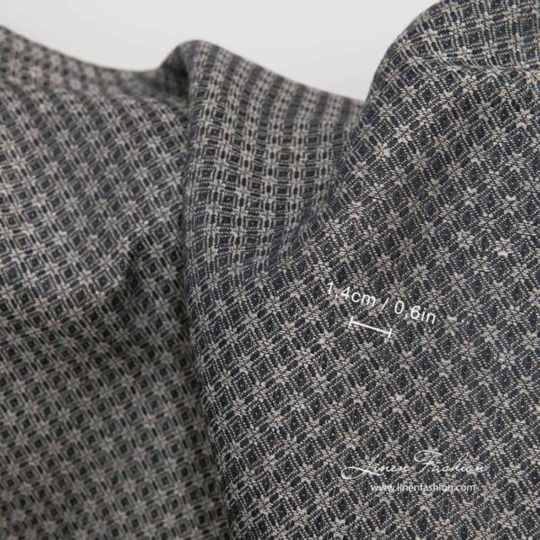 Tissu à motifs en lin, coton, noir et gris – Image 3