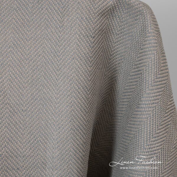 Herringbone grey linen cotton fabric.