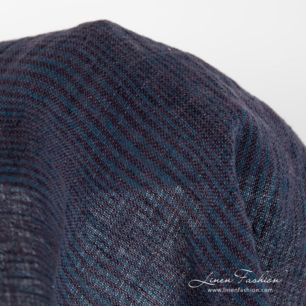 Tissu de lin violet à rayures lavées 3 100% linen purple linen in stripes.