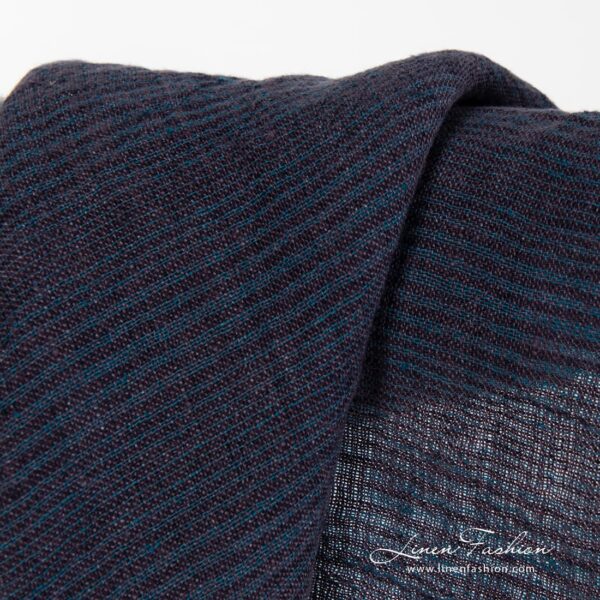 Washed striped purple linen fabric.