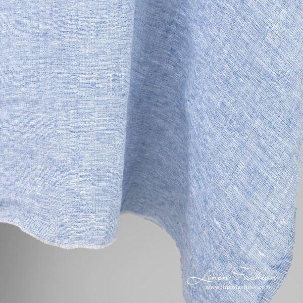 Linen fabric blue and white melange, washed