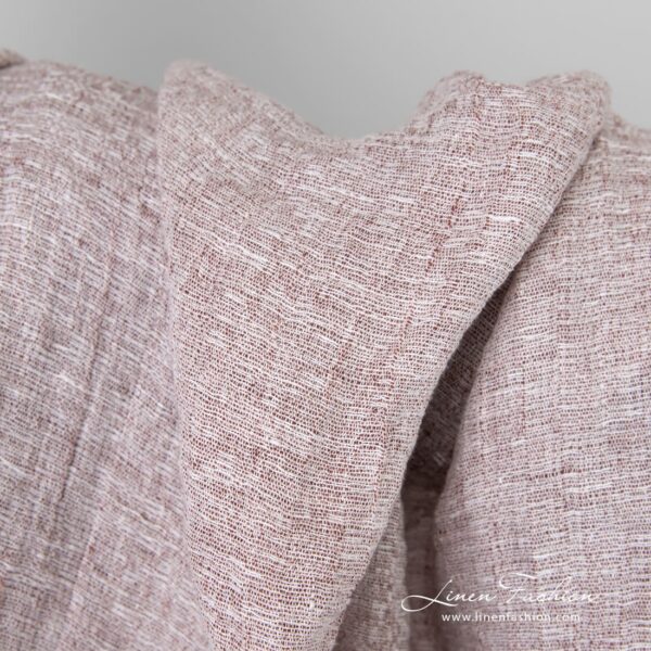 Brown linen fabric in melange, washed fabric