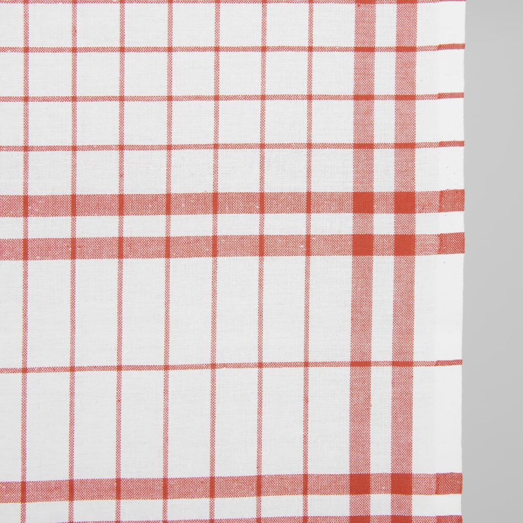 Tissu de coton étroit à carreaux rouges 2 towel cotton fabric in red checks.