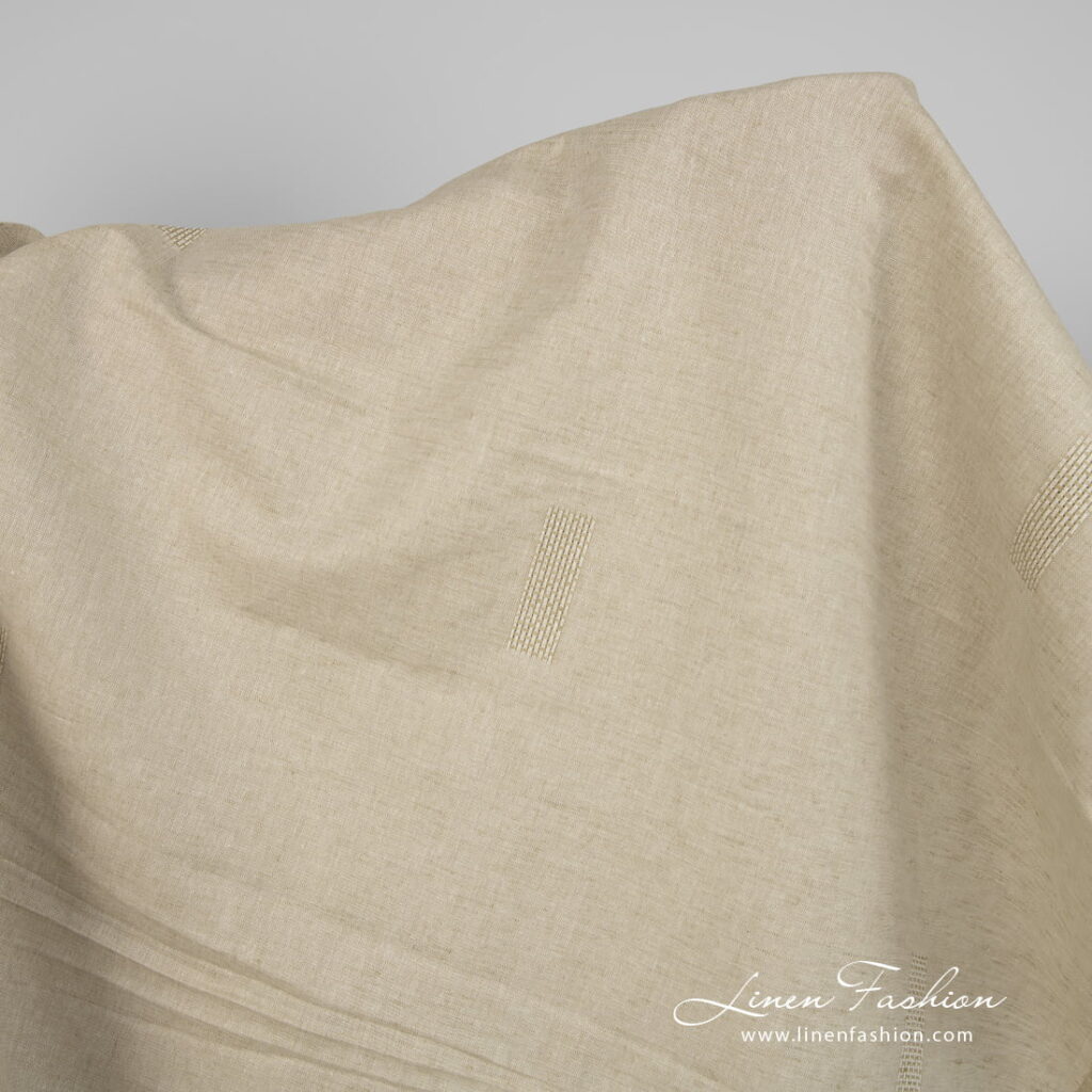 Tissu en lin et coton de couleur vert brunâtre 1 Linen cotton fabric brownish green colour