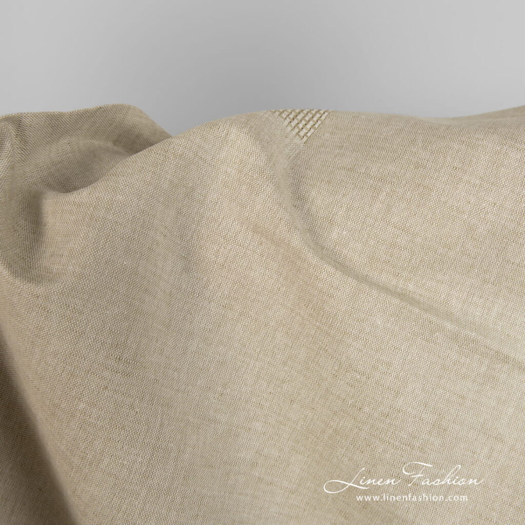 Tissu en lin et coton de couleur vert brunâtre 4 Linen cotton fabric brownish green colour product photo