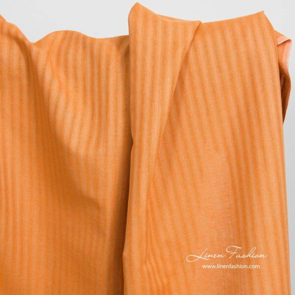 Tissu rayé en coton lin orange