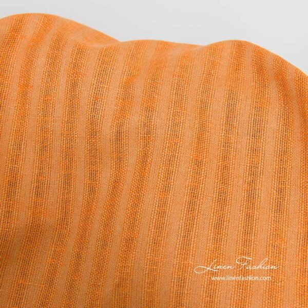 Tissu rayé en coton lin orange – Image 2