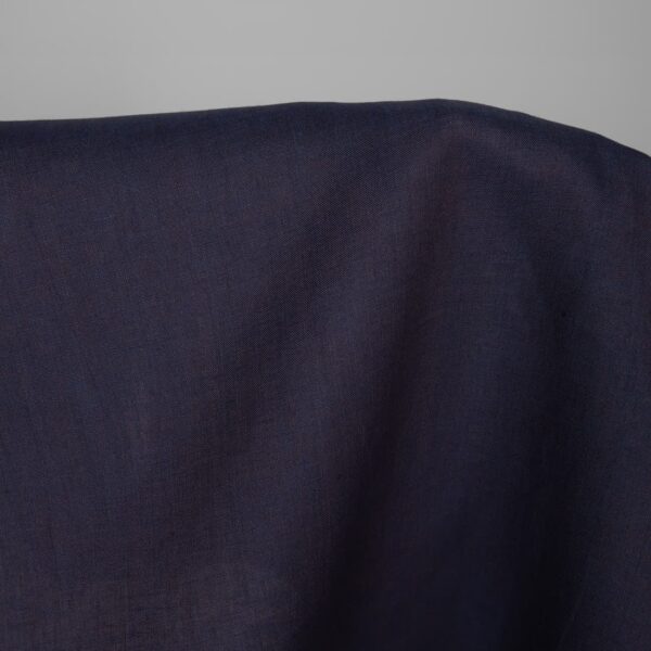 Tissu de lin léger mélangé bleu foncé et marron – Image 3