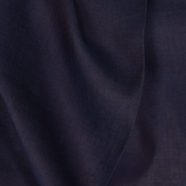 Tissu de lin léger mélangé bleu foncé et marron – Image 4