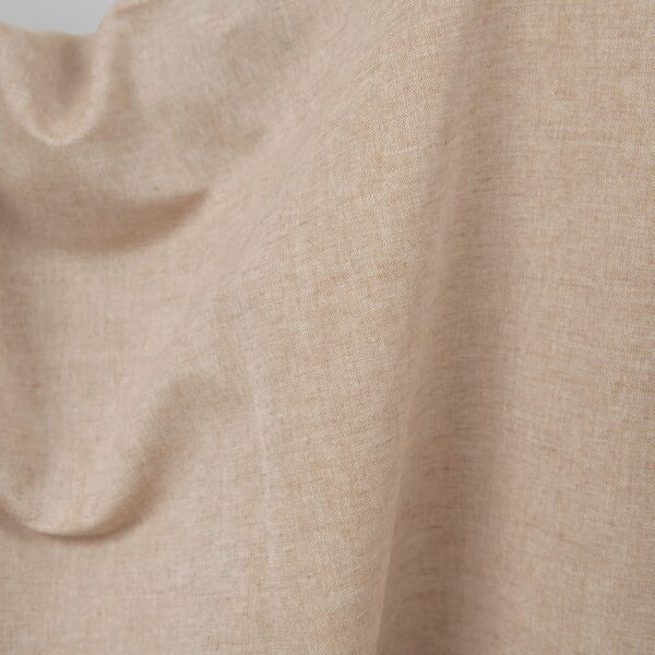 Wide linen cotton fabric light brown colour close up detail