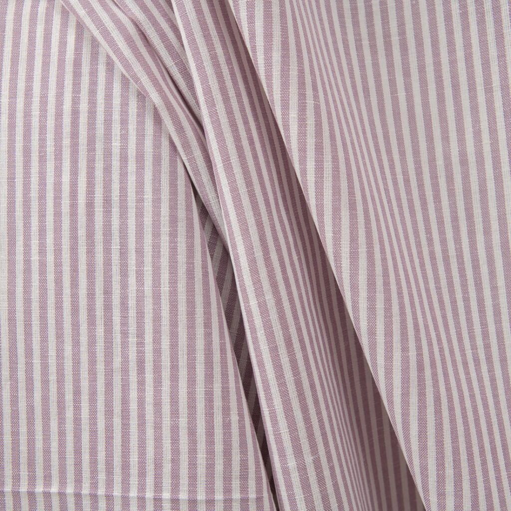 Tissu large en lin et coton à rayures blanches et lilas 3 Wide linen cotton fabric in white and lilac stripes product photo