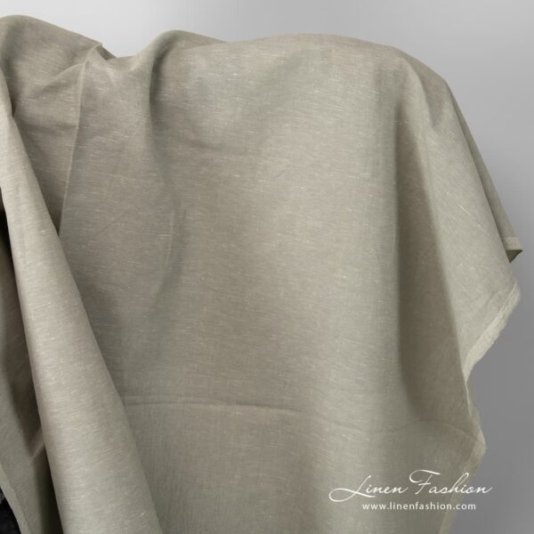 Melange greenish grey linen-cotton fabric.
