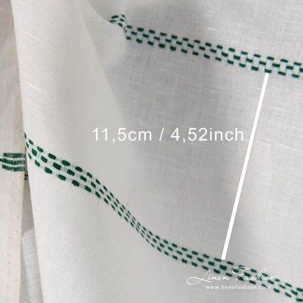 Tissu de lin et de coton blanc cassé avec des rayures vertes – Image 4
