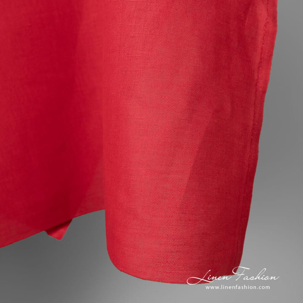 Tissu en lin et coton de couleur rouge vif 2 Linen cotton fabric vivid red colour edge