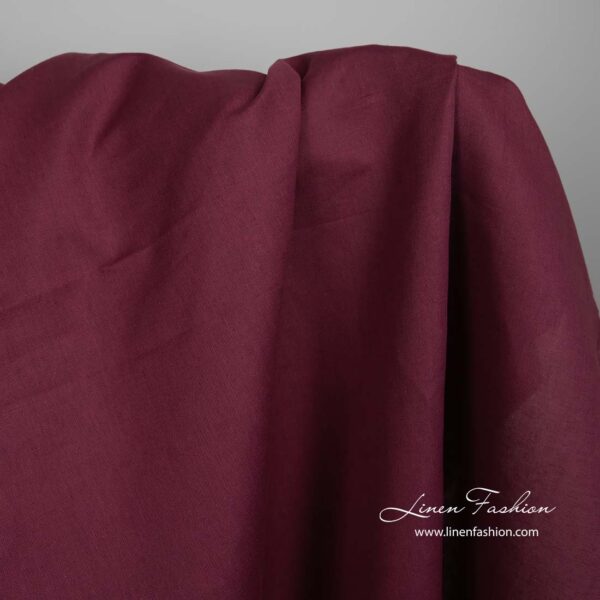 Tissu coton lin rouge cerise