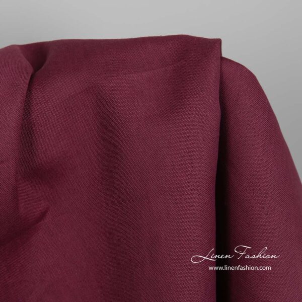 Tissu coton lin rouge cerise – Image 2