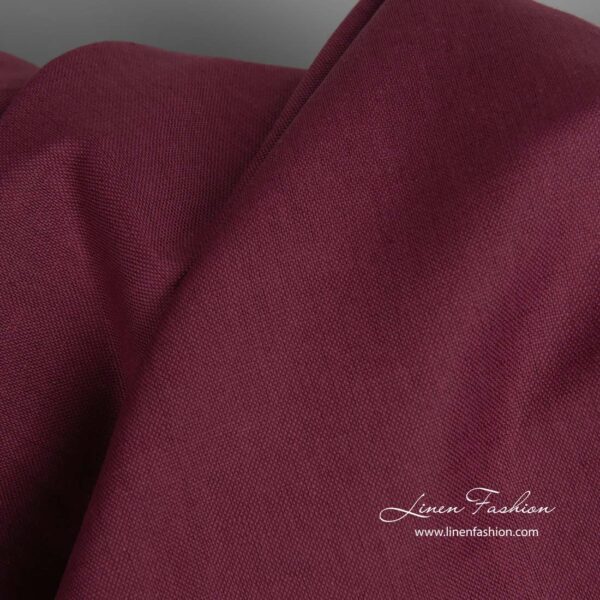Tissu coton lin rouge cerise – Image 3