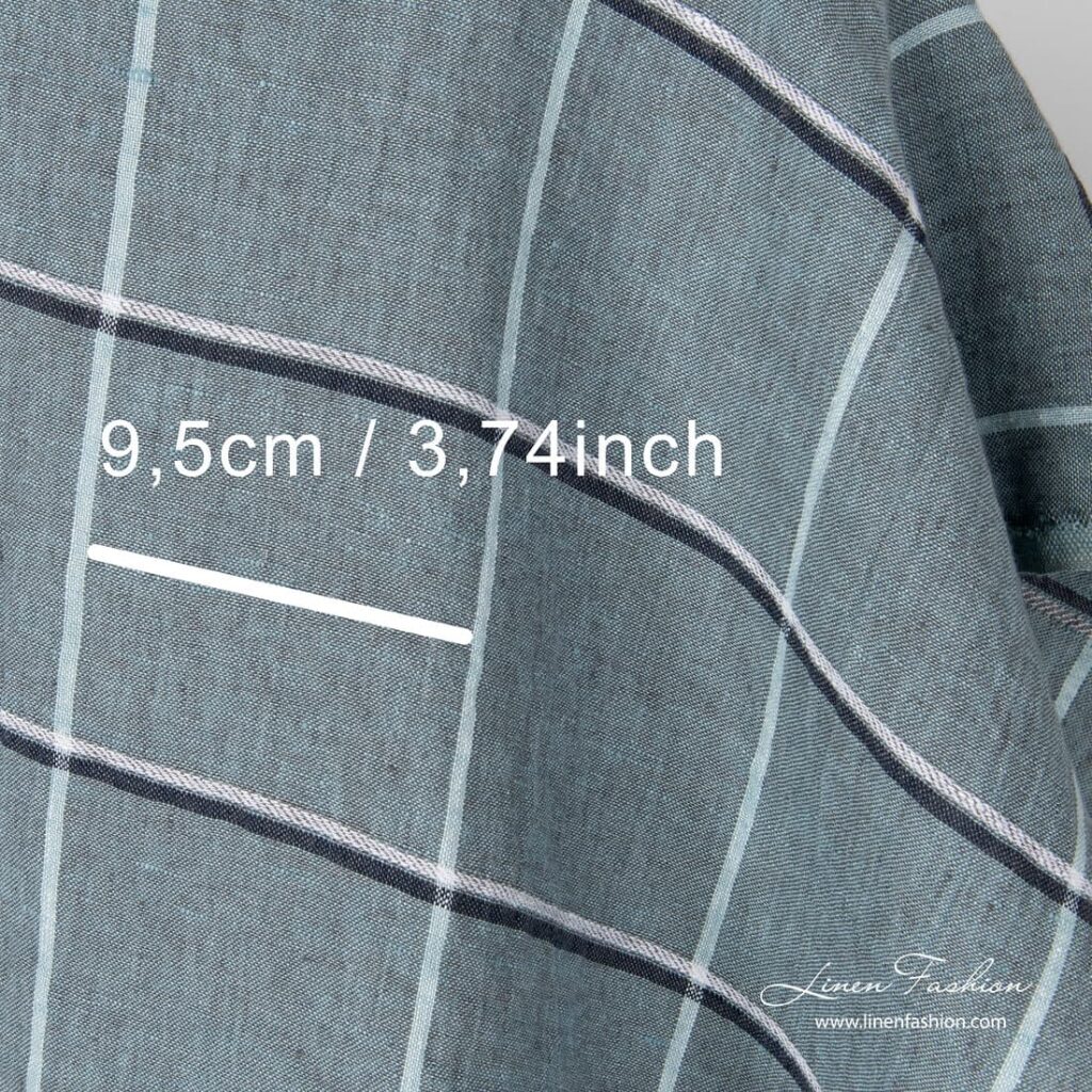 Tissu de lin gris bleu-vert délavé 4 100% linen fabric in green, washed.