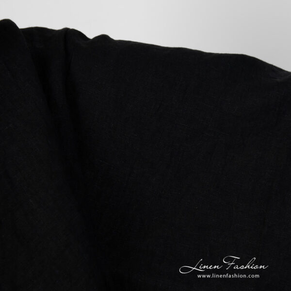 Washed linen fabric black colour product photo