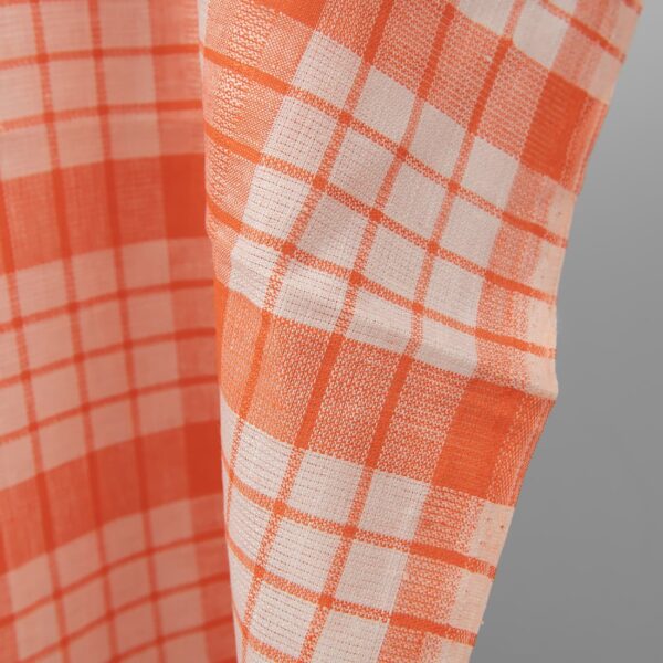 Orange checked linen fabric edge