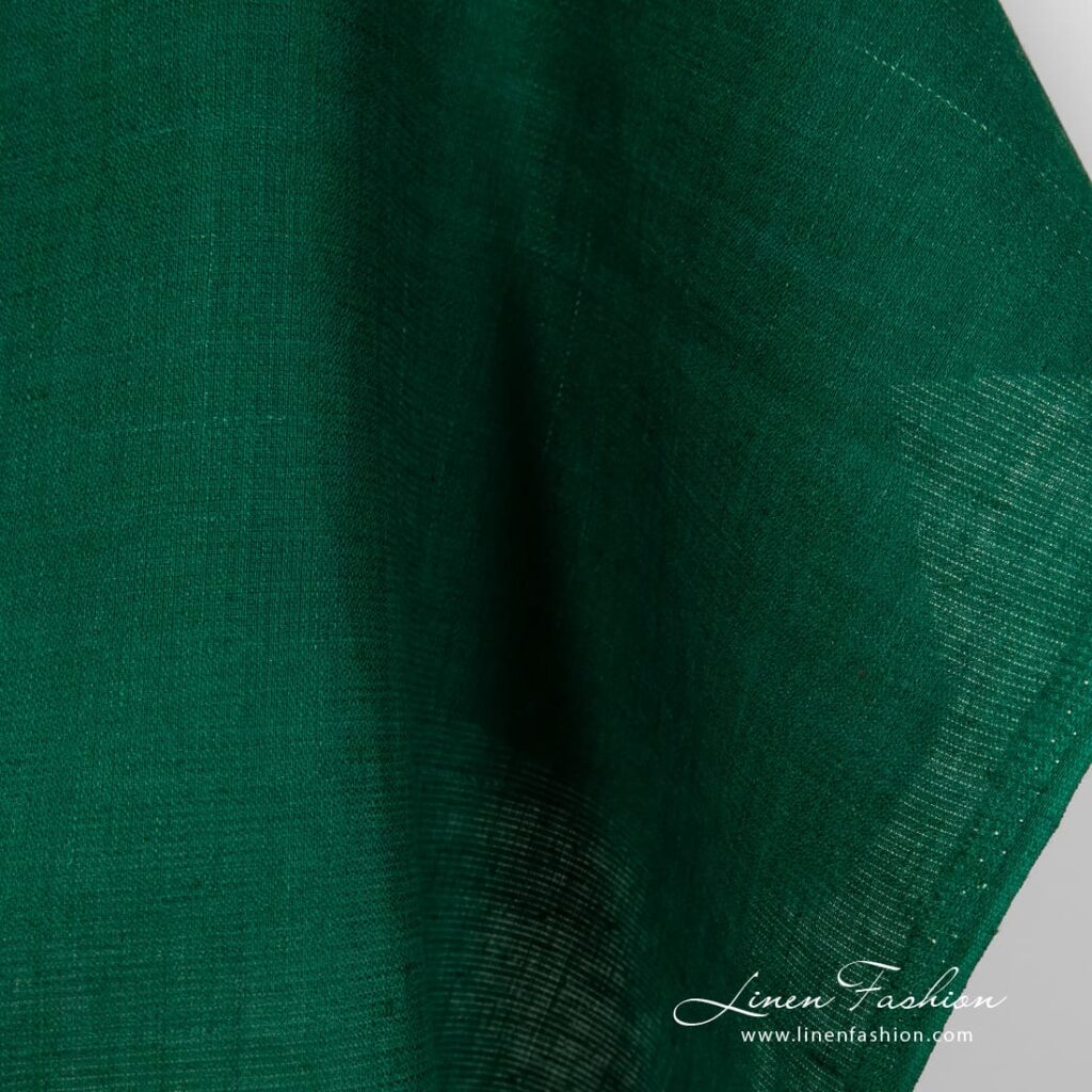 Tissu vert en lin avec rayures décoratives 4 Linen green fabric with stripes