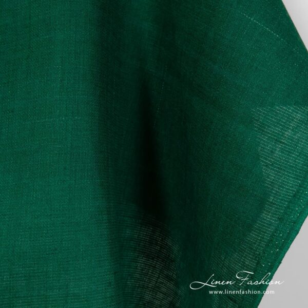 Linen green fabric with stripes
