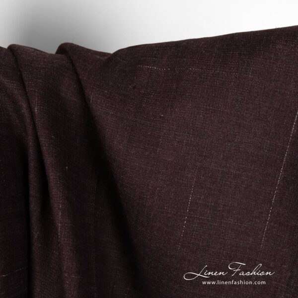 Cherry linen fabric with white stripes