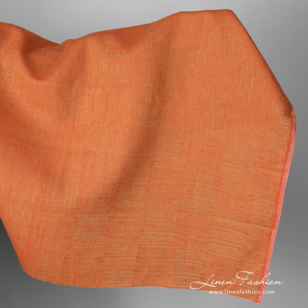 Linen fabric orange with stripes