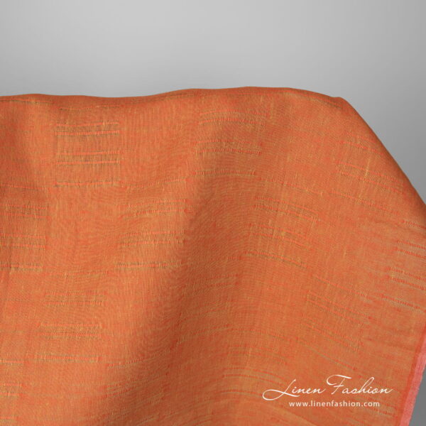 Linen fabric orange with stripes product photo