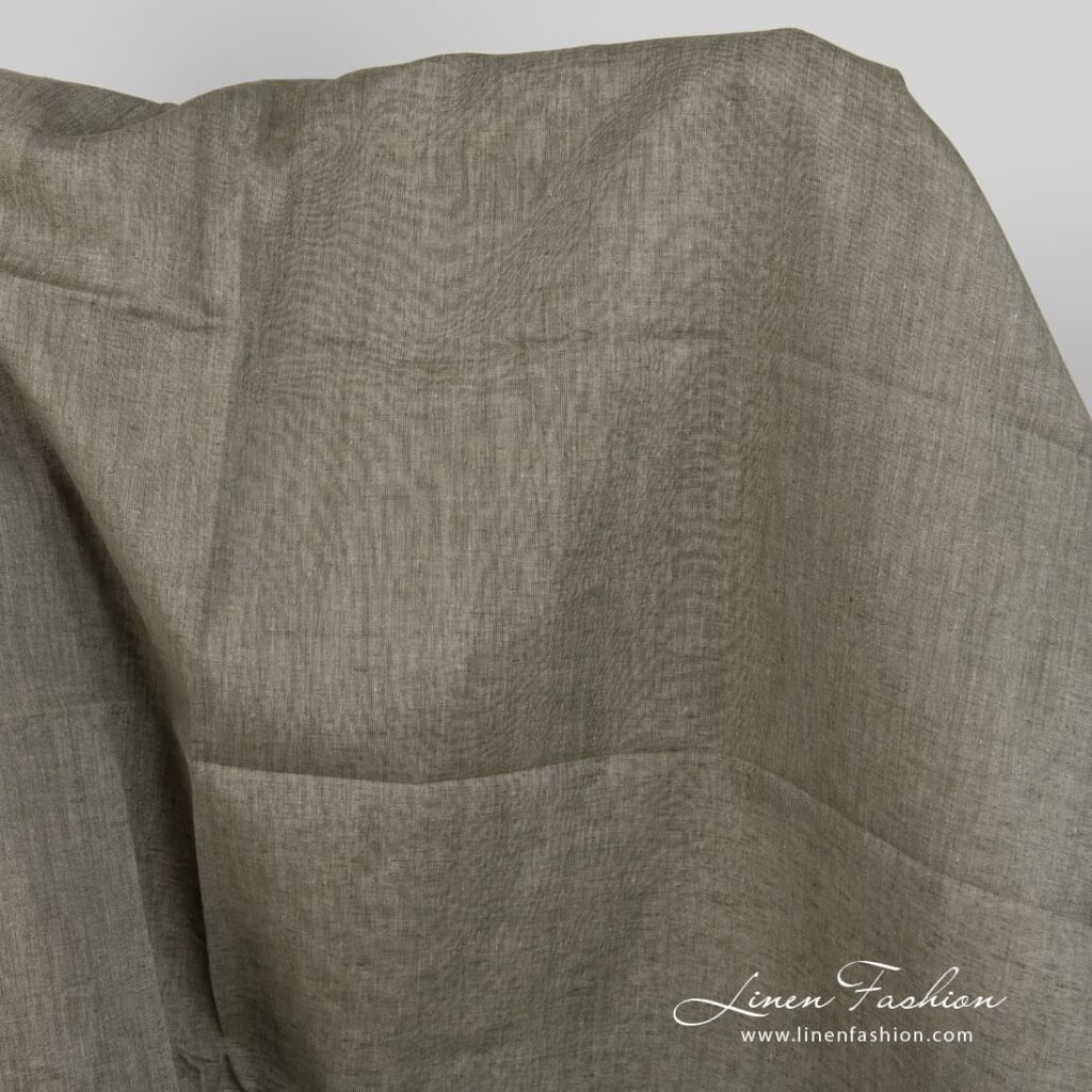 Tissu de lin naturel de couleur vert grisâtre 1 Linen fabric natural greyish green colour