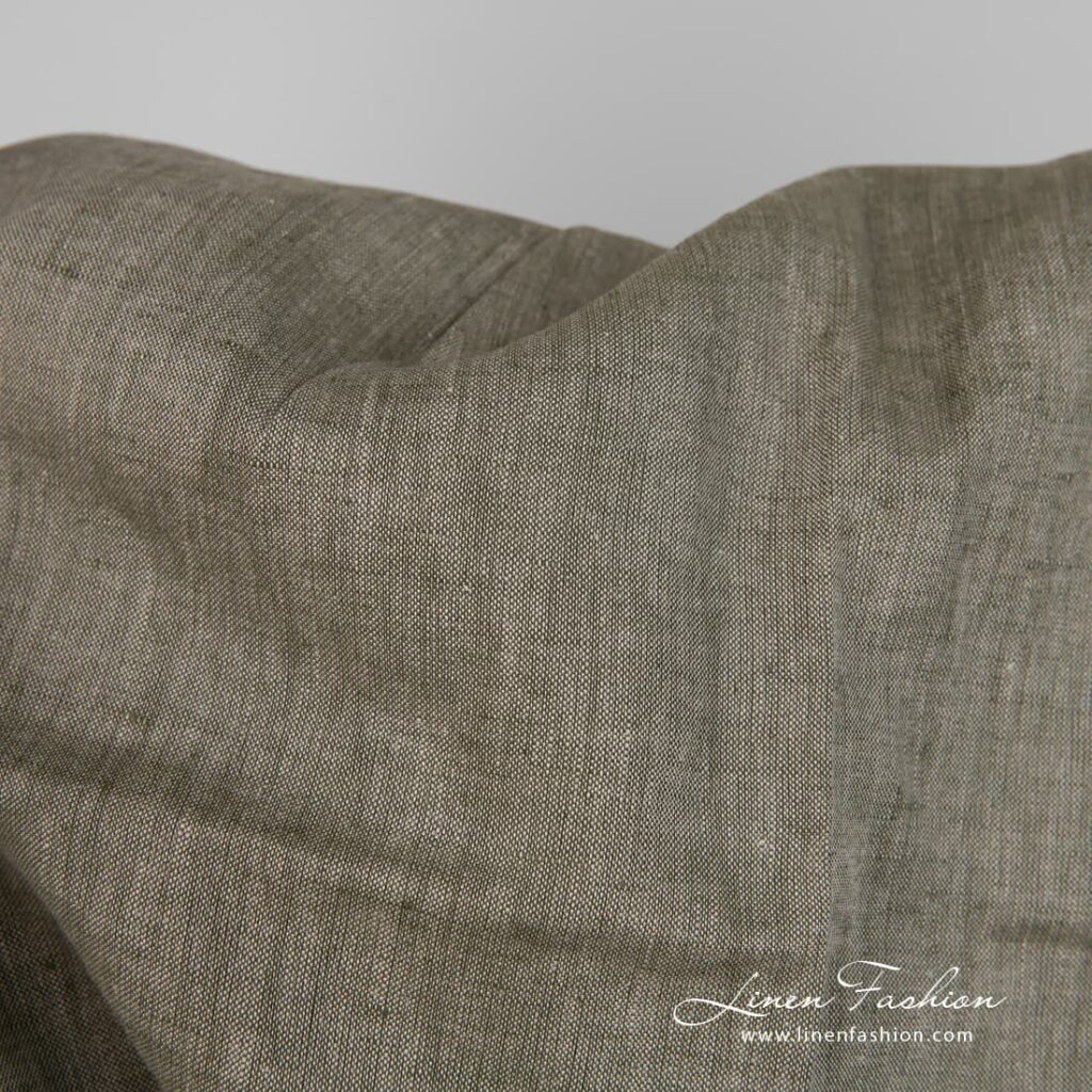 Tissu de lin naturel de couleur vert grisâtre 2 Linen fabric natural greyish green colour product photo