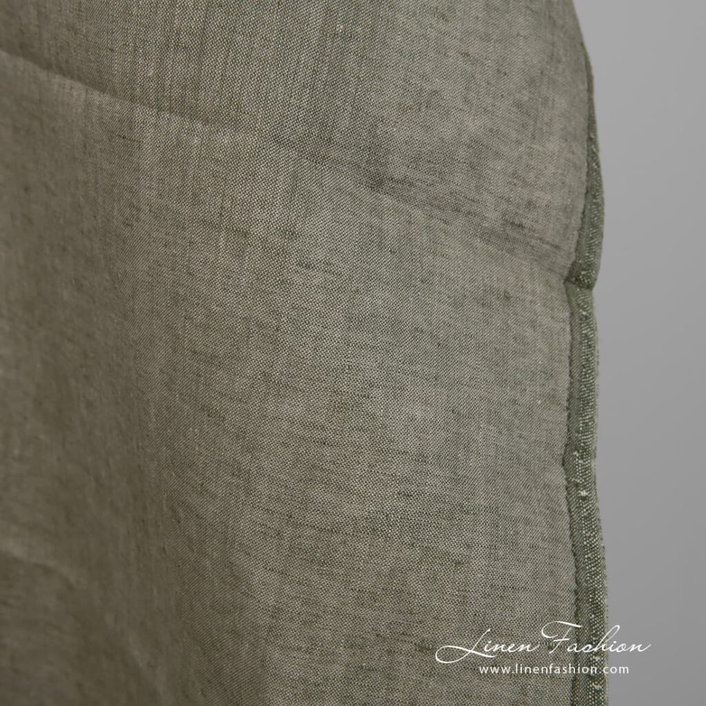 Tissu de lin naturel de couleur vert grisâtre 4 Linen fabric natural greyish green colour edge