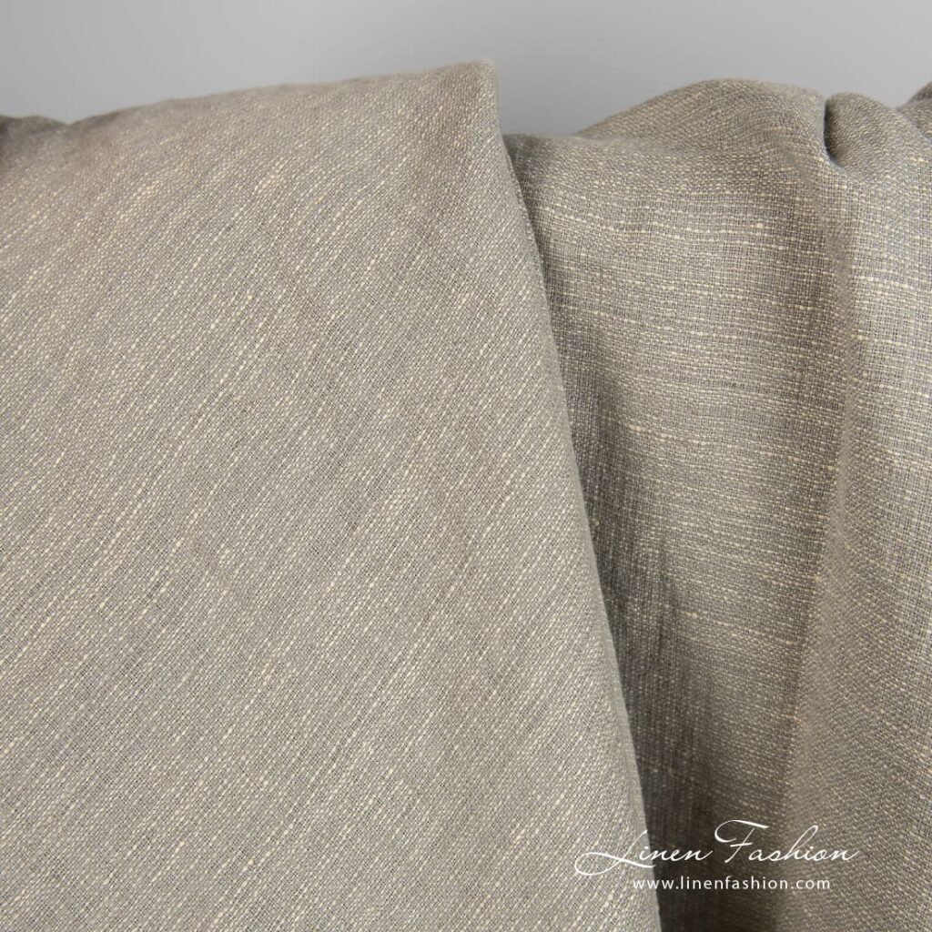 Lin coton jaune gris tissu lavé 3 Linen cotton yellow grey fabric, perfect for clothes and home textile