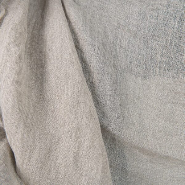 Washed linen fabric natural colour transparent close up detail