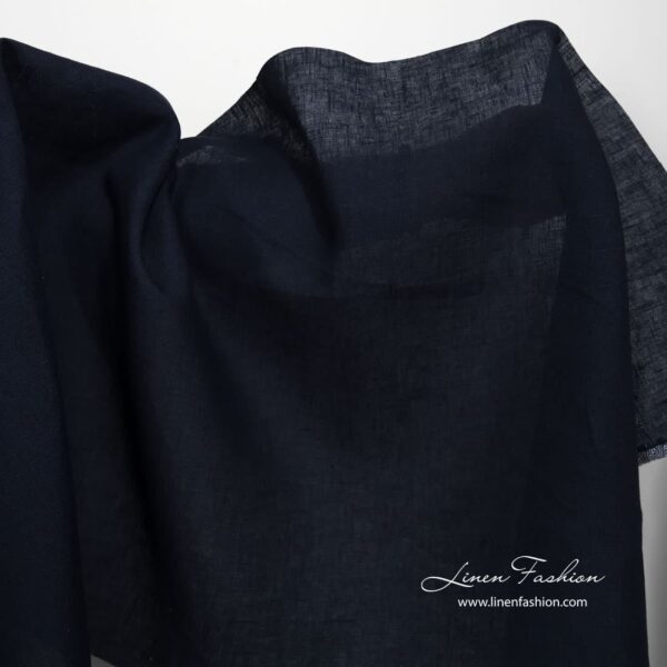 Tissu de lin noir-bleu
