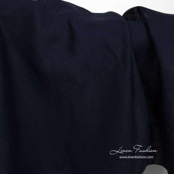 Tissu de lin noir-bleu – Image 2