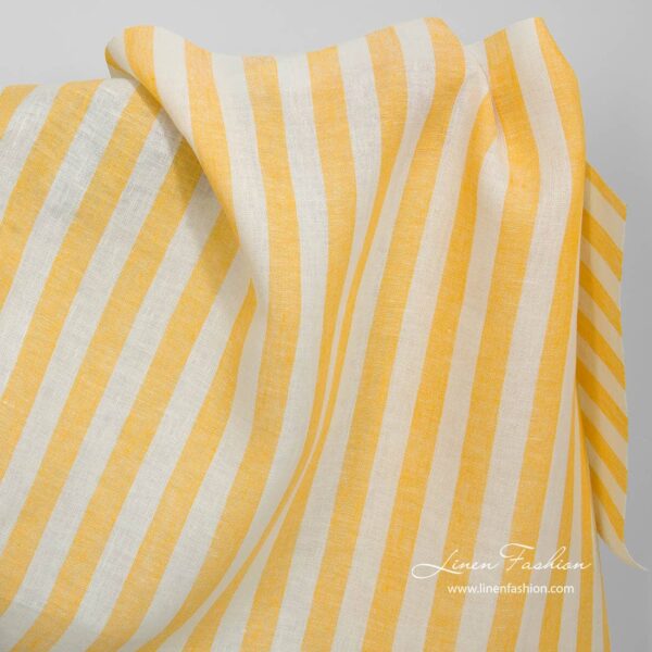 Tissu de lin à rayures jaunes