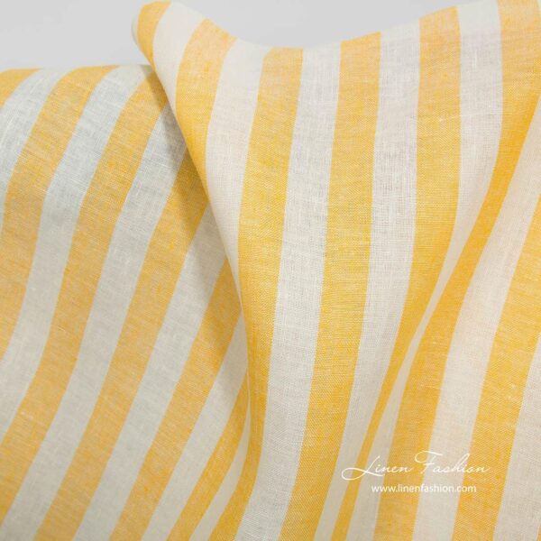 Tissu de lin à rayures jaunes – Image 2