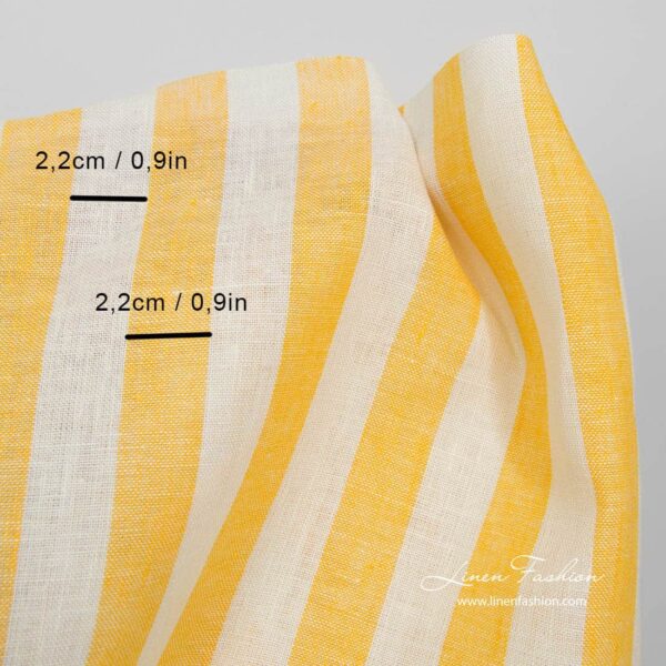 Tissu de lin à rayures jaunes – Image 3