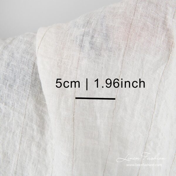 White washed gauze fabric with thin stripe measures