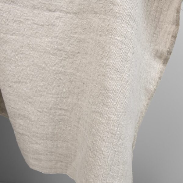 linen washed herringbone beige fabric, width 145cm.