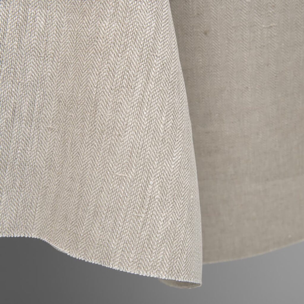 Tissu en lin lourd à chevrons beige 4 linen herringbone beige fabric, width 150cm
