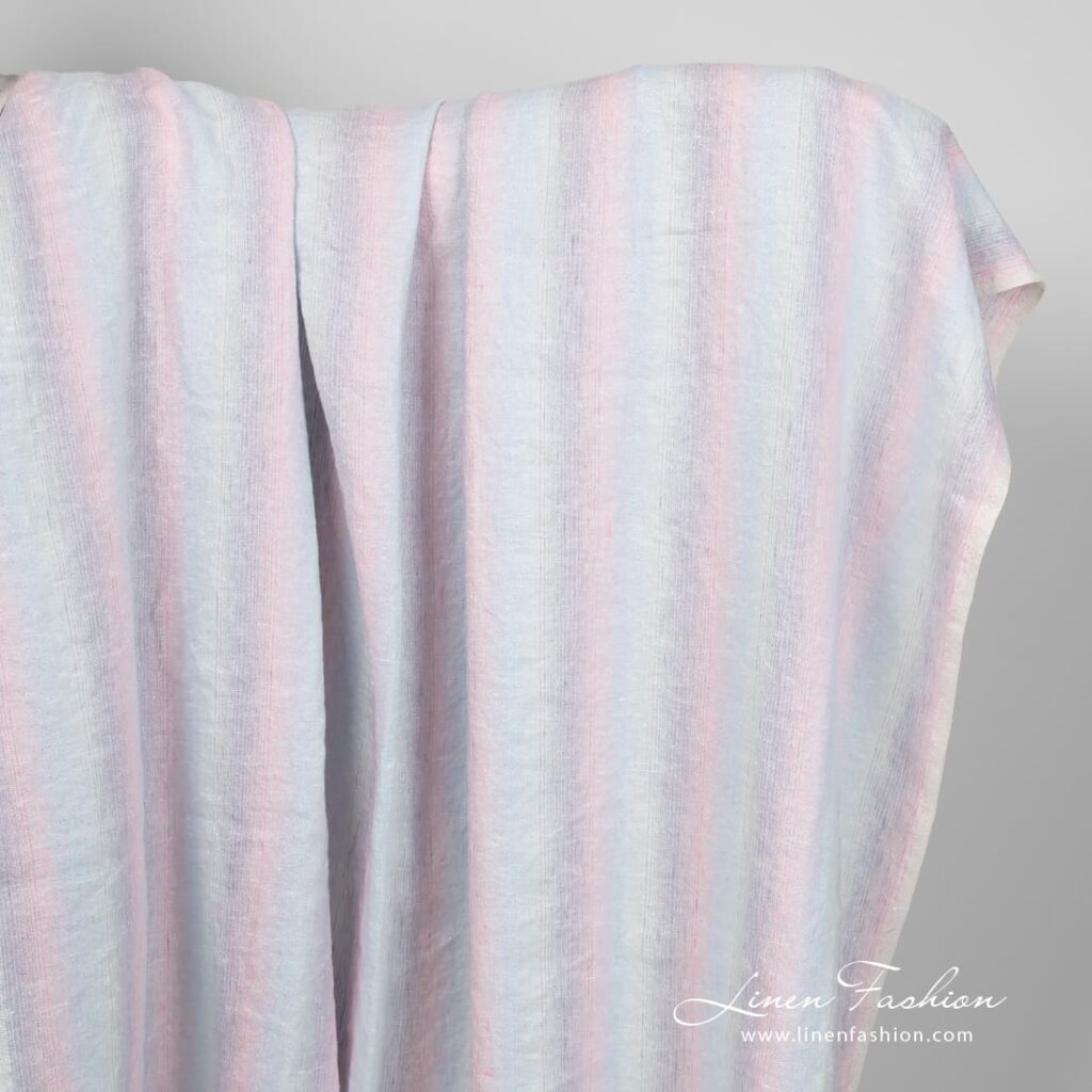 Tissu de lin pastel multicolore avec lurex lavé 1 Multicolored linen fabric with lurex