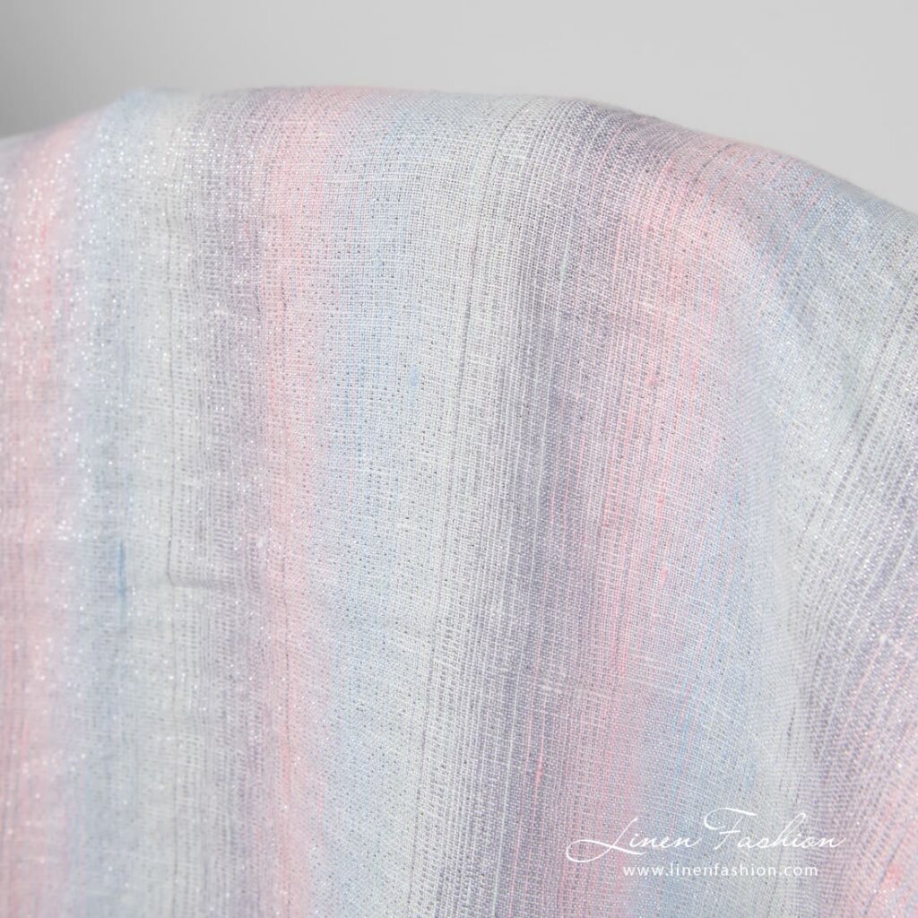 Tissu de lin pastel multicolore avec lurex lavé 2 Multicolored linen fabric with lurex, specially washed to increase softness