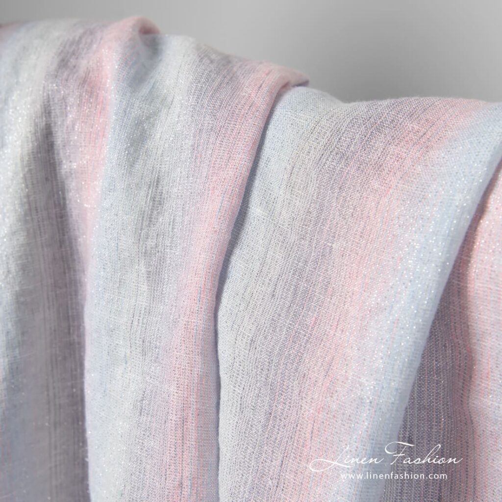 Tissu de lin pastel multicolore avec lurex lavé 3 Multicolored linen fabric with lurex, perfect for clothes and home textile