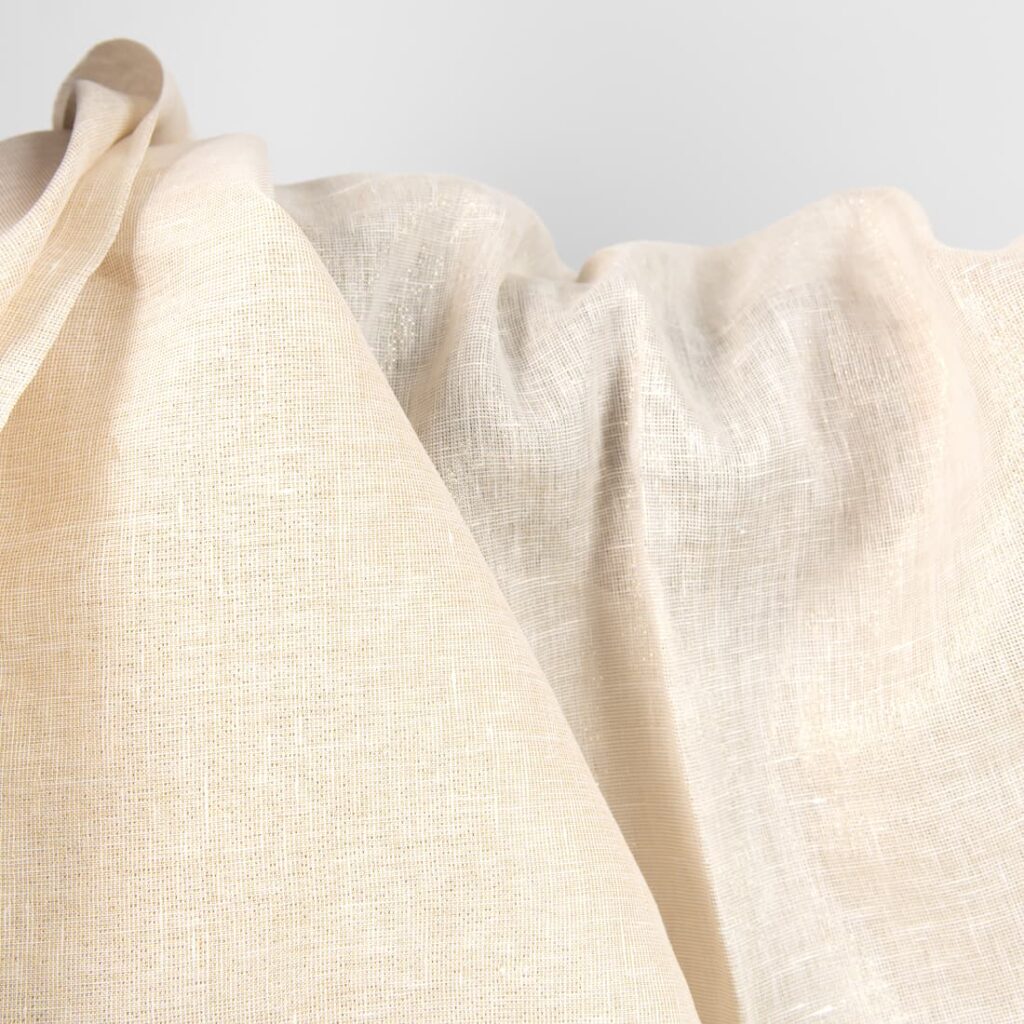 Tissu de lin jaune clair avec lurex doré 3 linen with PES yellow with lurex fabric, 150cm