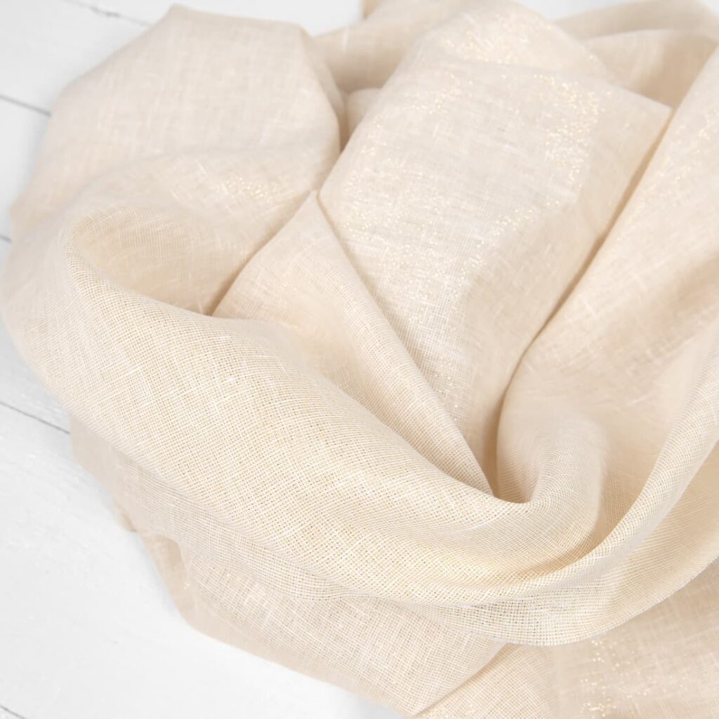 Tissu de lin jaune clair avec lurex doré 4 linen with PES yellow with lurex fabric