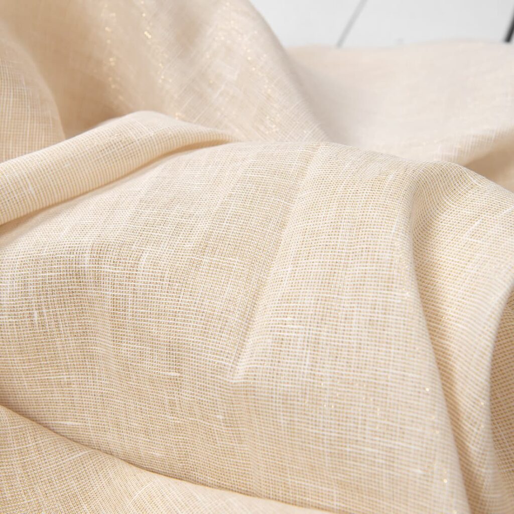 Tissu de lin jaune clair avec lurex doré 5 linen with PES yellow with lurex fabric