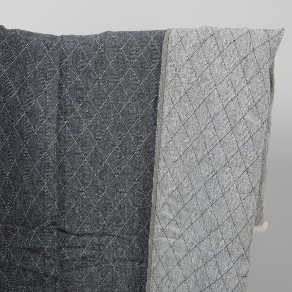 Blue double-sided patterned washed linen fabric