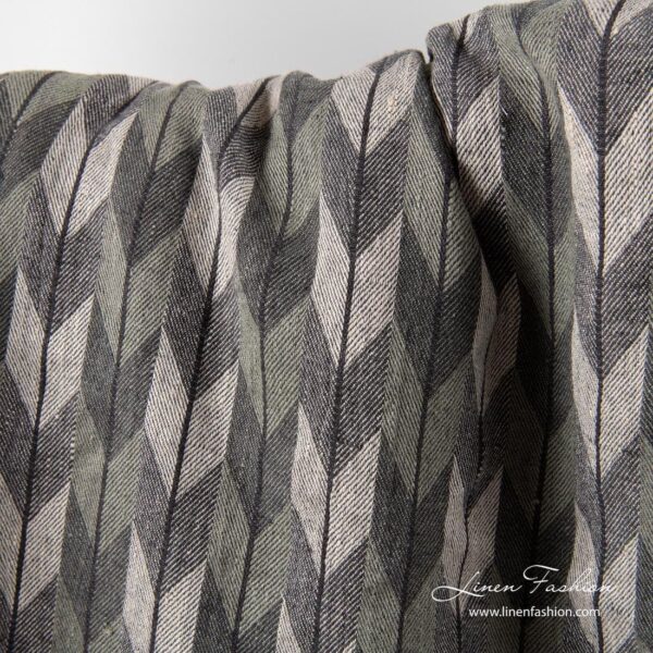 Tissu de lin gris avec motif géométrique – Image 2